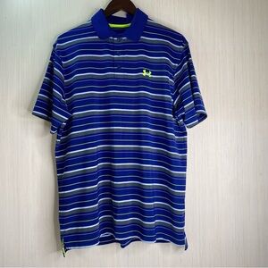 Under Armour Men's Loose Golf Heat Gear Short Sleeve Polo Blue/Yellow Size XL